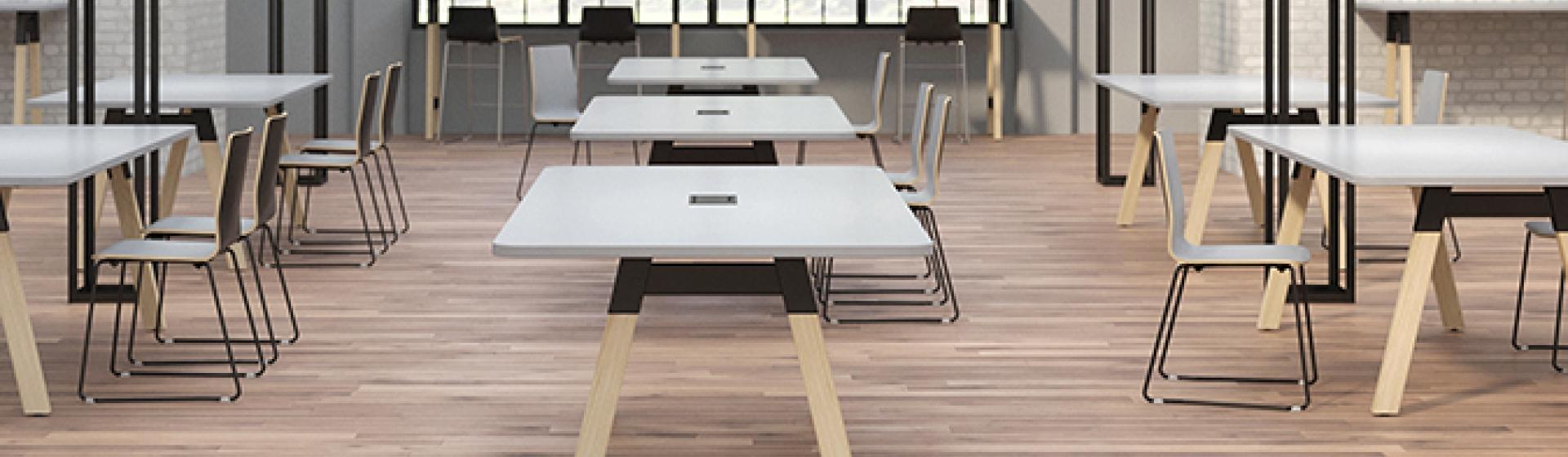 Docker table in a employee cafeteria space