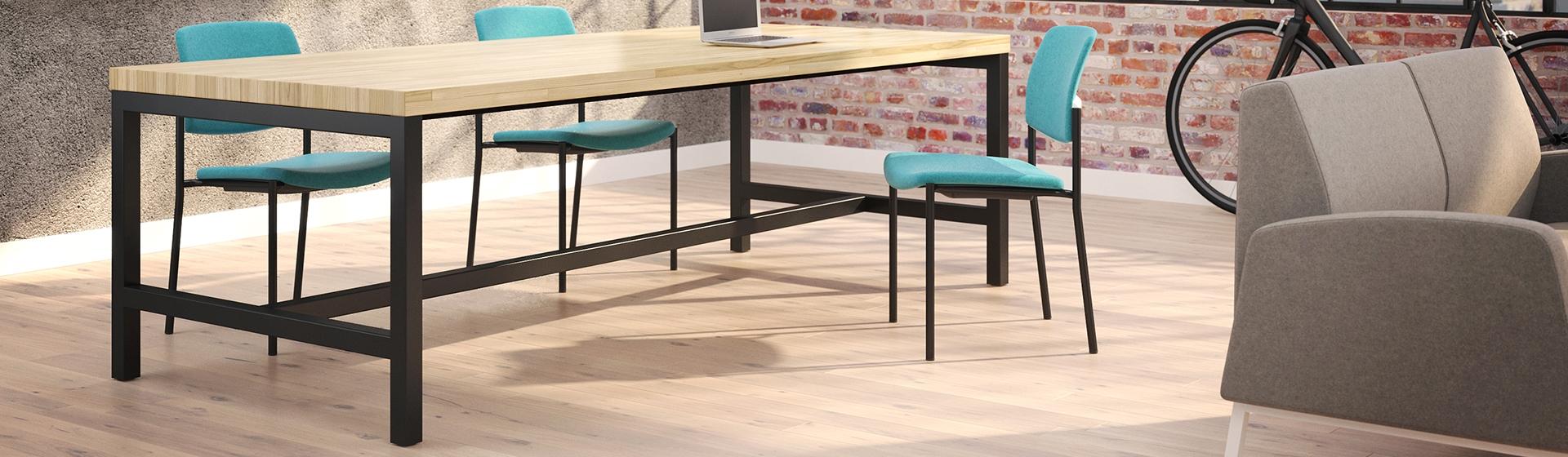 Factory table in an office meeting space