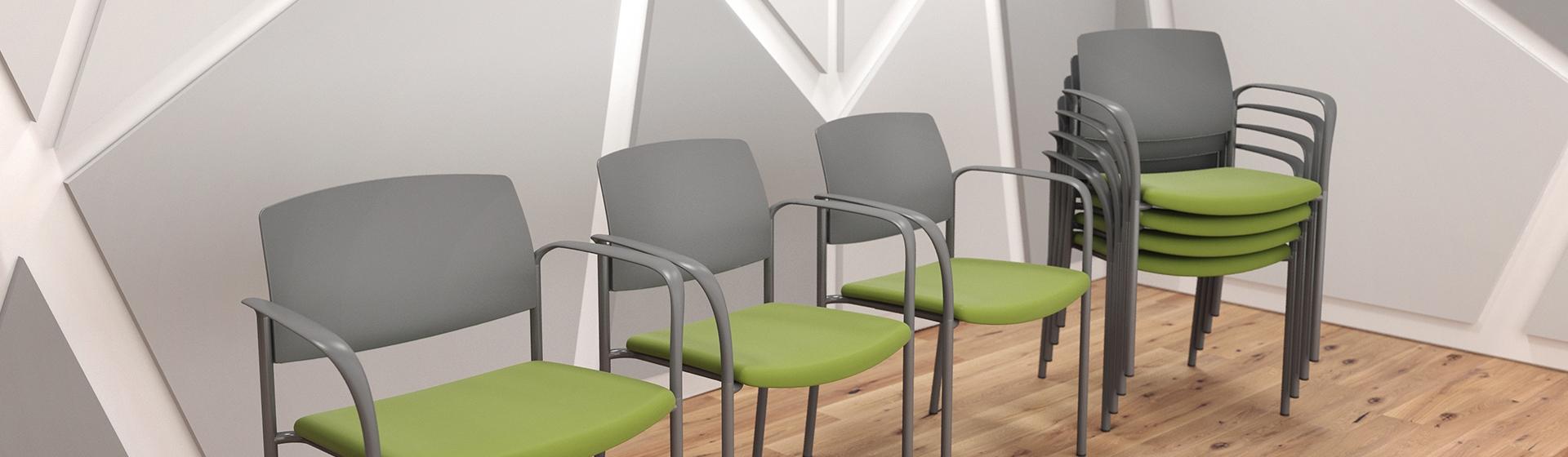 Urban chairs stacked in corner of room