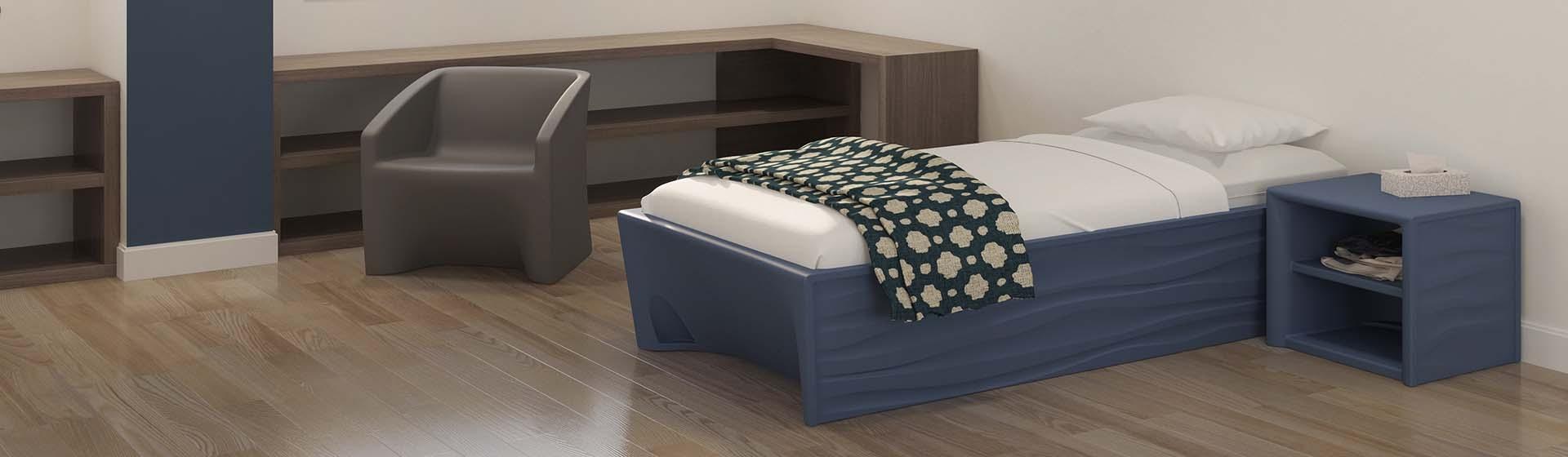 Hardi bed in a behavioral health patient room