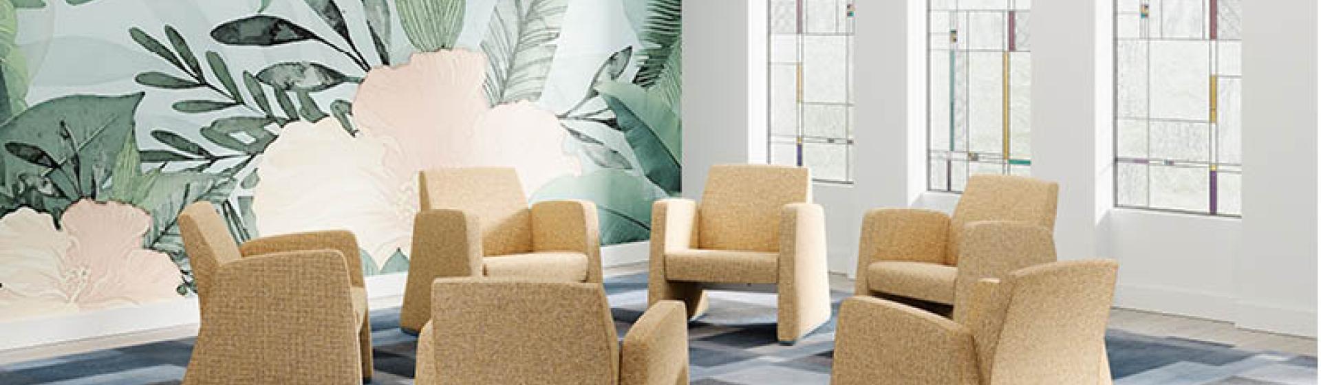 5 seating chairs facing each other