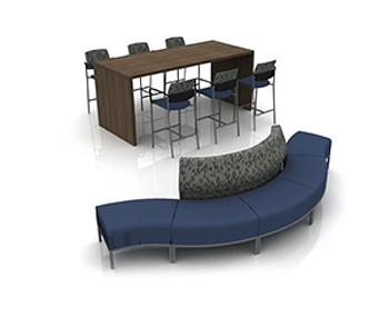 Tailor Modular Serpentine with EndZone and Urban stools in background