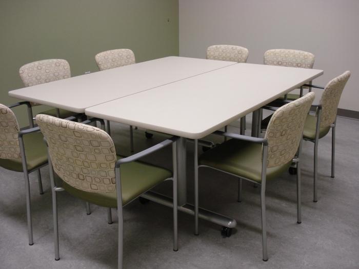 Tubular table in a conference room