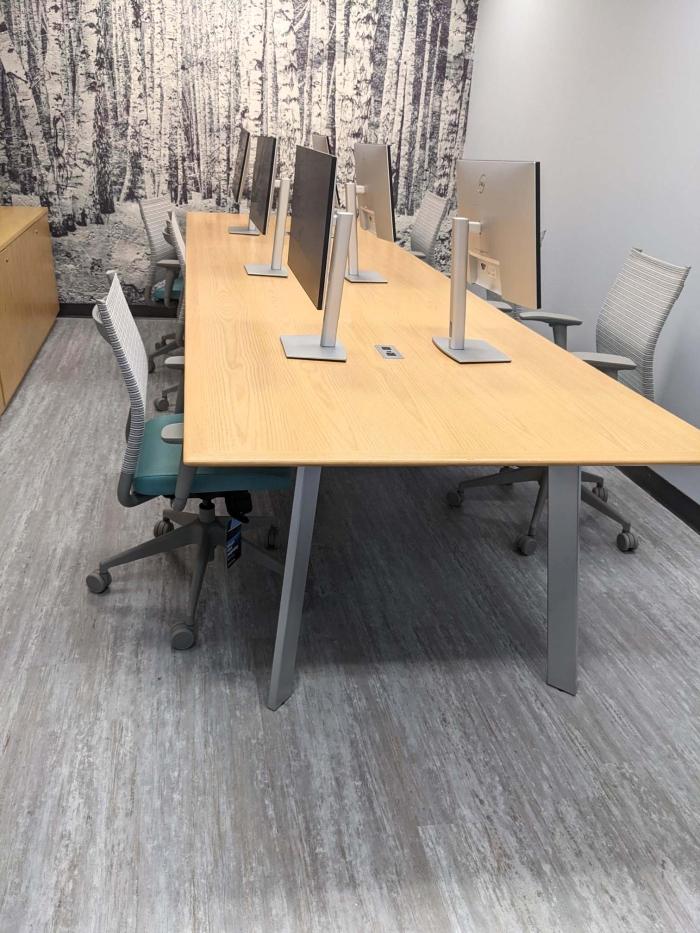 Parkdale table with workstations installed