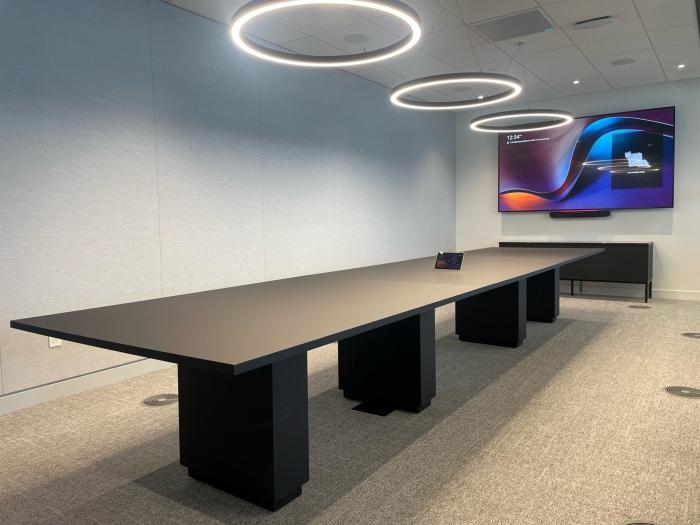 Boardroom table in a meeting room