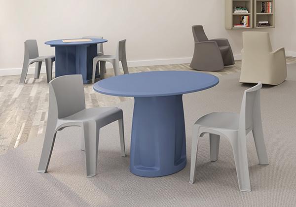 Behavioral health rotationally molded dining and activity table