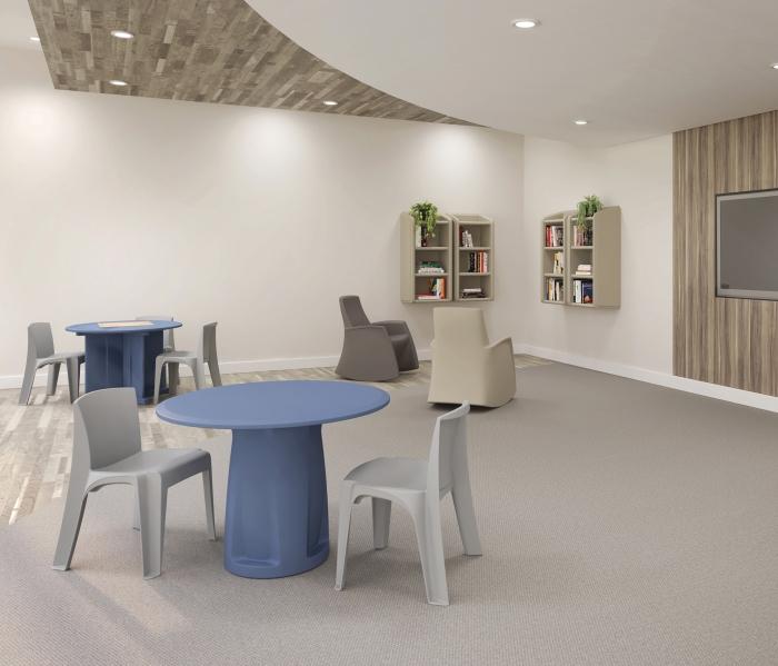 Hardi roto-molded products in a behavioral health activity space