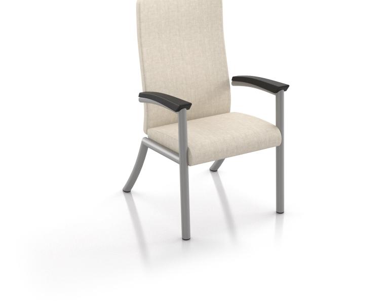 Gravity waiting room chair single-seat on white background, with arms