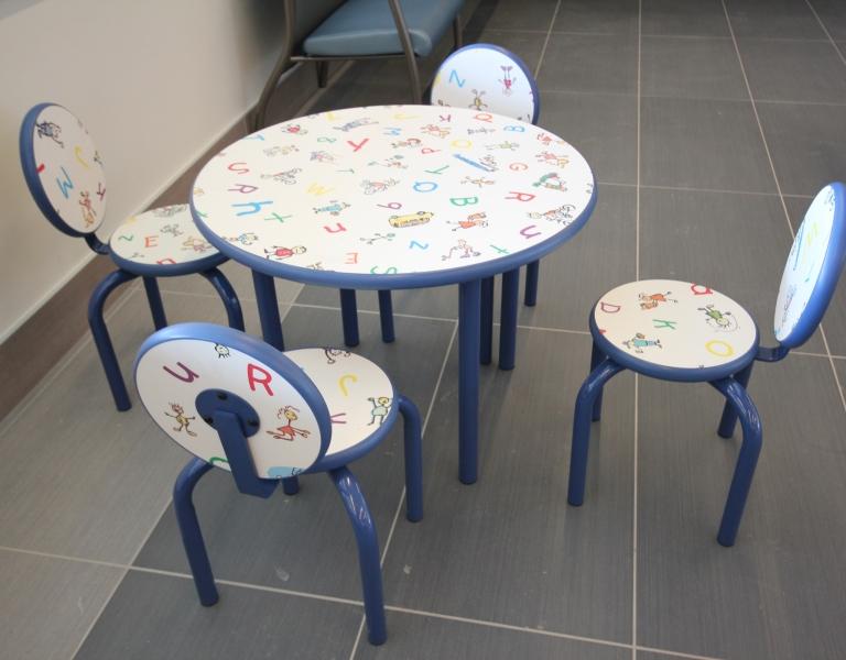 Crayon table and clearance chairs