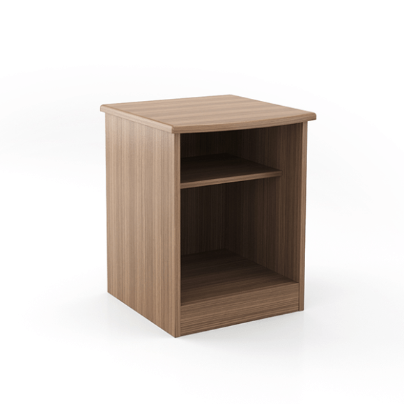Bedside Cabinet with laminate sides on a white background