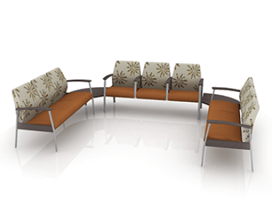 Calvin seating with patterned fabric