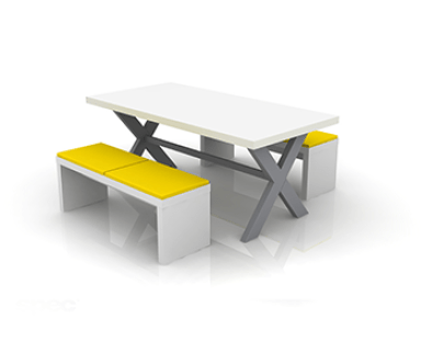 EndZone benches with yellow fabric